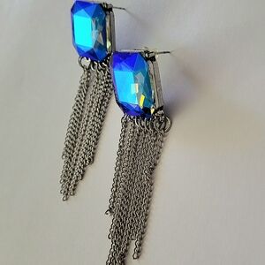 Blue Crystal Dangle Earrings
